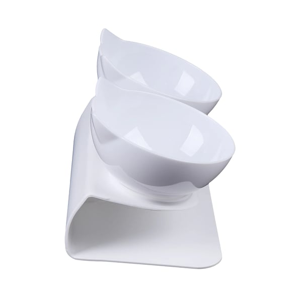 Kissa- ja Koirakuppi - Tuplakuppi - 15° Kallistus - 359 ml/Kuppi - Halkaisija Ø 13 cm - Kissankorva-Design - Elintarvikekelpoinen PC-Muovi