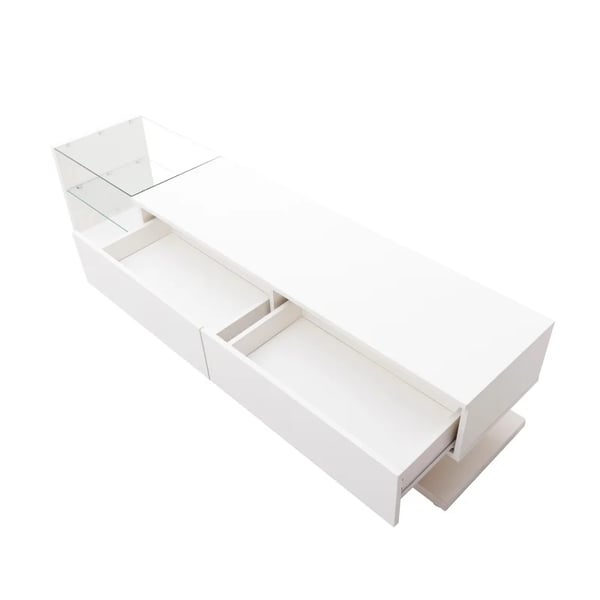 TV-bænk/TV-skænk - Lowboard TV-møbel - Længde 170 cm - Højglans - LED-belysning - Vægmonterbar - Moderne Design - Hvid