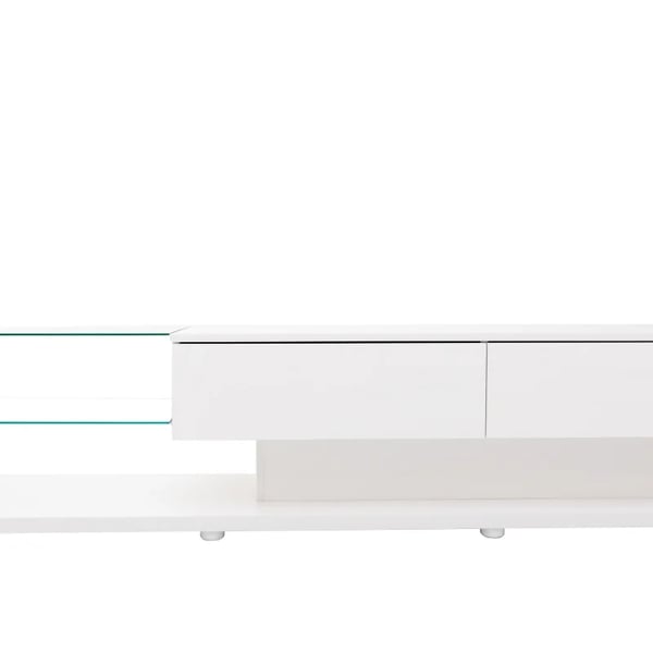 TV-bænk/TV-skænk - Lowboard TV-møbel - Længde 170 cm - Højglans - LED-belysning - Vægmonterbar - Moderne Design - Hvid