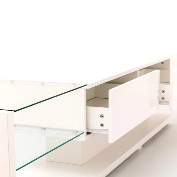 TV-bænk/TV-skænk - Lowboard TV-møbel - Længde 170 cm - Højglans - LED-belysning - Vægmonterbar - Moderne Design - Hvid
