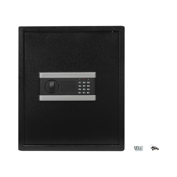 Pengeskab/Sikkerhedsboks - Digitalt Tastatur - Stål - Væg- og Gulvmontering - Rustbestandig - 38×31×45 cm - 13,1 kg - Sort