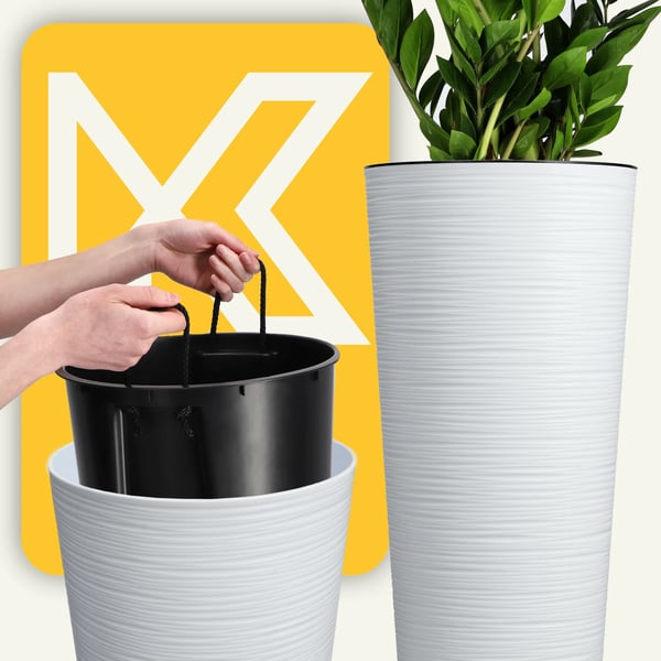 Urtepotteskjuler - Yderpotte til blomster - Miljøvenlig - 25 cm - Hvid