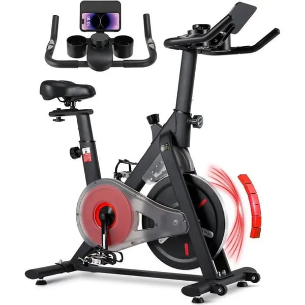 Motionscykel - Ergometer - Magnetisk modstand - LCD-display - Maks brugervægt 120 kg - Højde 101–124 cm - Sort