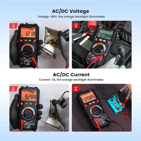 Digitaalinen yleismittari - HT118E - Manuaalinen alue - 1000 V DC/750 V AC - 10 A - NCV, ääni/valohälytys - CAT III 1000 V/CAT IV 600 V - Musta