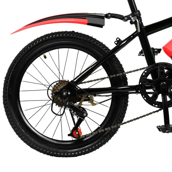 Børnecykel - Mountainbike MTB - 7 gear - 50 cm hjul - Aluminiumsramme - For fælgbremse, bag V-bremse - Højde 130–150 cm - Rød