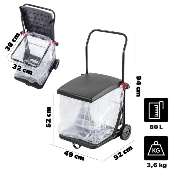 Skraldespand - Affaldsbeholder - 80 L - P24184 K113 - Gennemsigtig