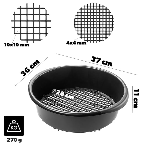 Havesi - Jordsigte - Ø37 cm - Justerbar maske - Til jord, kompost og sten - Til såning