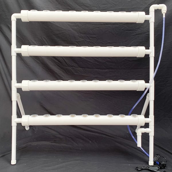 Hydroponisk dyrkningssæt - PVC-rørsystem - 36 Huller - Ø32 mm - 95×45×100 cm - Uden Reservoir - Hvid