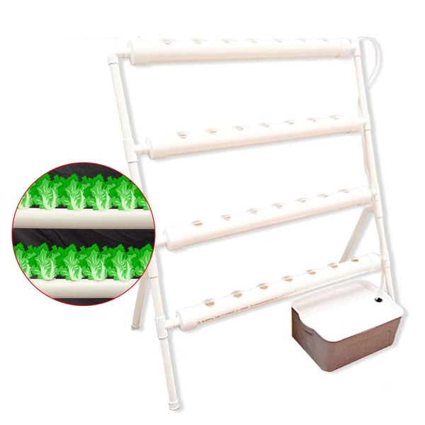 Hydroponisk dyrkningssæt - PVC-rørsystem - 36 Huller - Ø32 mm - 95×45×100 cm - Uden Reservoir - Hvid