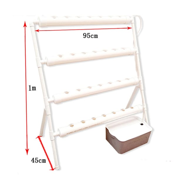 Hydroponisk dyrkningssæt - PVC-rørsystem - 36 Huller - Ø32 mm - 95×45×100 cm - Uden Reservoir - Hvid