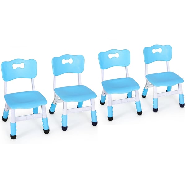 Barnstolar - 4-pack förskolestolar - Höjdjusterbara 53–57 cm - PP-plast - Halksäkra - Stapelbara - Maxbelastning 100 kg - Blå