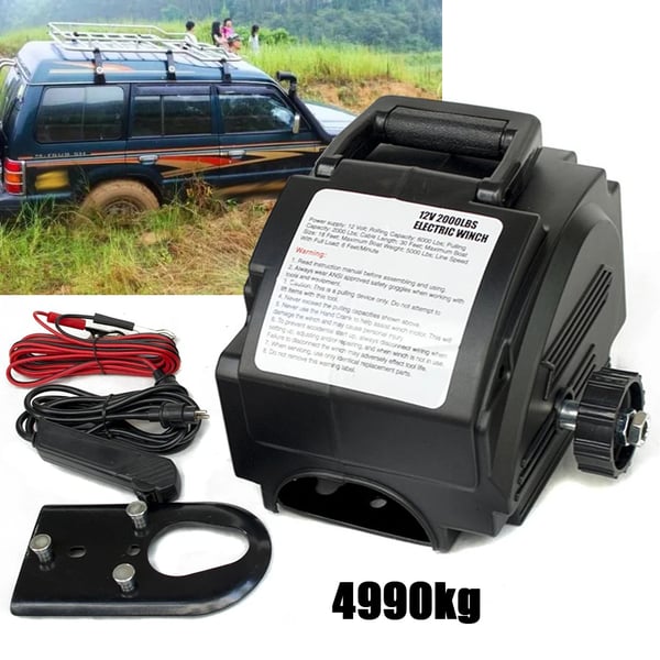 Sähkövinssi - 12V 300W - 2268 kg vetovoima - Johto- ja käsiohjaus - Teräs/ABS