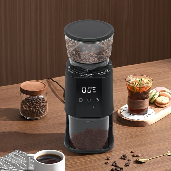 Kaffekværn - Elektrisk 150 W - Justerbar kværnindstilling - Konisk kværnværk - Sort