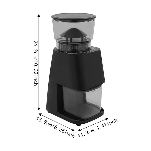 Kaffekværn - Elektrisk 150 W - Justerbar kværnindstilling - Konisk kværnværk - Sort