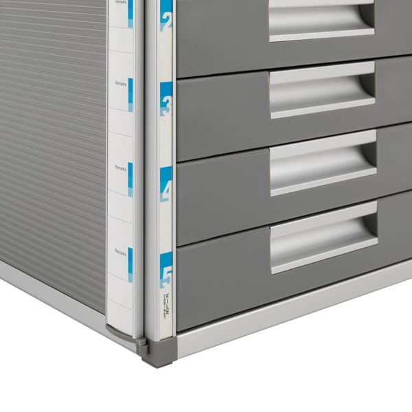 Opbevaringsboks - Skuffeboks A4 - Med lås - 5 skuffer - Aluminiumlegering - Skrivebord - Grå