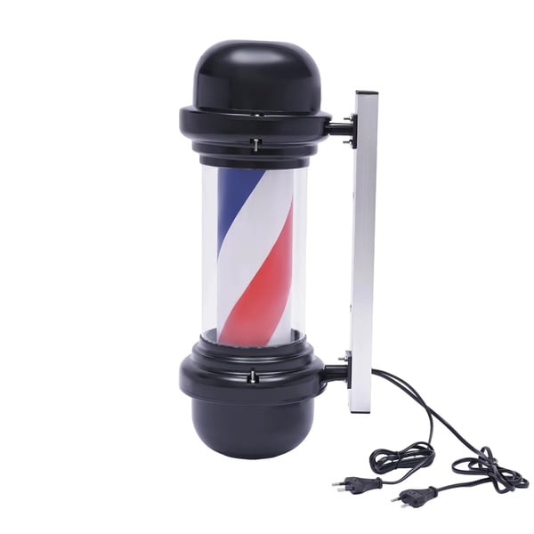 Barbersøjle - LED roterende lyssøjle - 220V - 50,8 cm - Bagbelyst - Til barbershop/frisør - Elfenbensfarvet