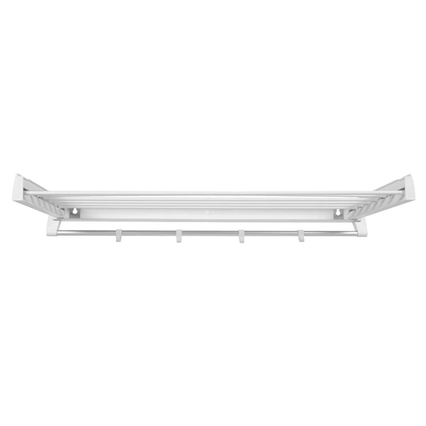 Vægmonteret tørrestativ - Foldbar og udtrækkelig tørrehylde - 9 stænger - Aluminium - 2 kg pr. stang - 84×43,5×6 cm - Hvid