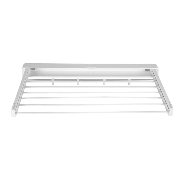 Vægmonteret tørrestativ - Foldbar og udtrækkelig tørrehylde - 9 stænger - Aluminium - 2 kg pr. stang - 84×43,5×6 cm - Hvid