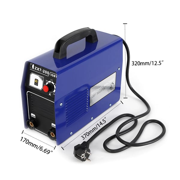 Svejsmaskine - MMA/ARC stiksvejser - 220V - 3 kW - 20–120 A strømområde - Svejser 2–10 mm - Vægt 3,8 kg - Safirblå
