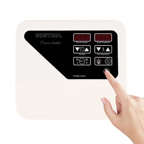 Styring til saunaovn - Temperaturcontroller - Tørsauna - 3–9 kW - 220–240 V - Lysstyring maks. 60 W - Drejeknap - Plast