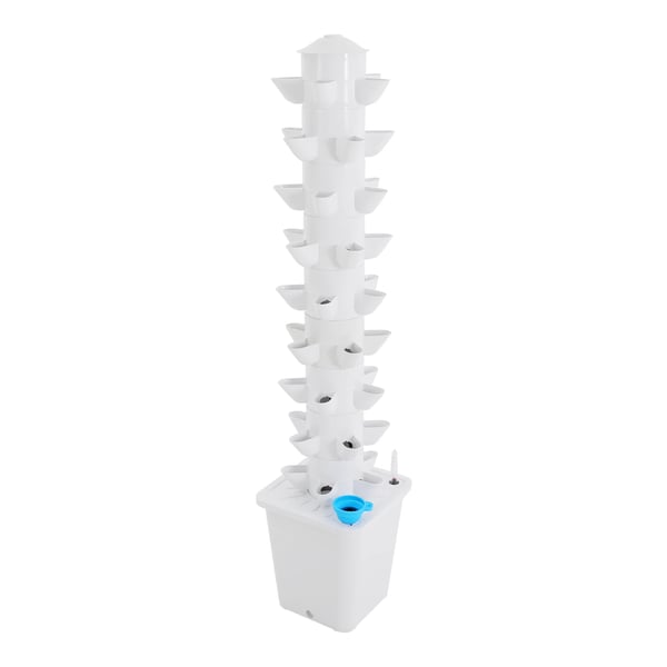 Hydroponiskt odlingssystem - Vertikalt torn - 45 odlingshål - 115 cm - Borstlös DC-pump - 95–245 V EU/US-kontakt - PP-plast - Vit