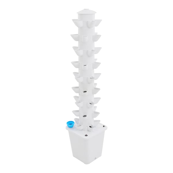Hydroponiskt odlingssystem - Vertikalt torn - 45 odlingshål - 115 cm - Borstlös DC-pump - 95–245 V EU/US-kontakt - PP-plast - Vit