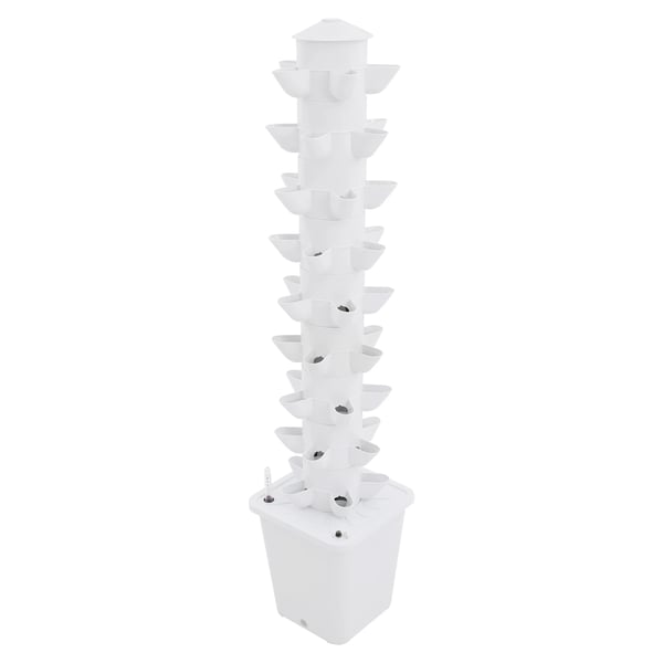 Hydroponiskt odlingssystem - Vertikalt torn - 45 odlingshål - 115 cm - Borstlös DC-pump - 95–245 V EU/US-kontakt - PP-plast - Vit