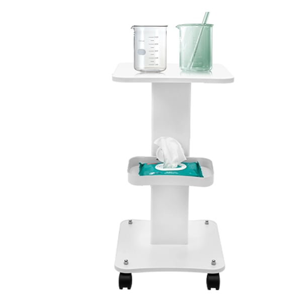 Salon rullevogn til skønhedsinstrumenter, Type B, med hjul og opbevaring, elfenbensfarvet