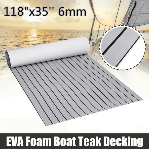 EVA-skum teakimitation - Båddæksmåtte - Selvklæbende - Skridsikker - 3000×900×6 mm - Beige