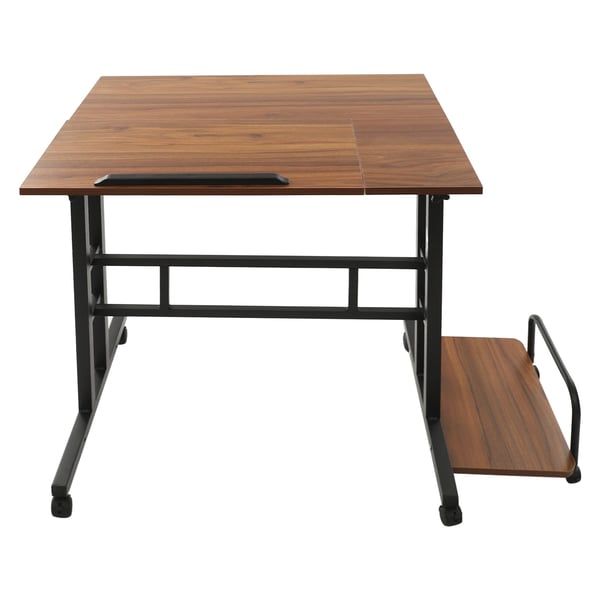 Multifunktionsskrivebord - Computerbord på hjul - Sammenklappeligt - Højdejusterbart 67–115 cm - 6 hjul - Opbevaring - MDF & kulstofstål - Khaki
