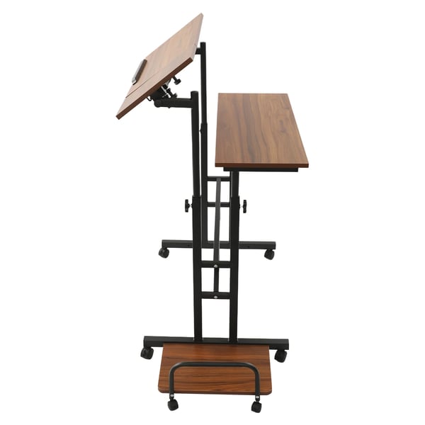 Multifunktionsskrivebord - Computerbord på hjul - Sammenklappeligt - Højdejusterbart 67–115 cm - 6 hjul - Opbevaring - MDF & kulstofstål - Khaki