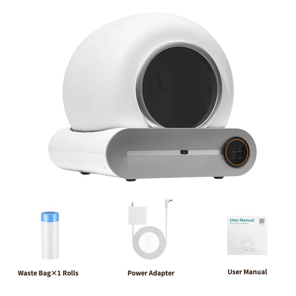 Smart kattebakke - A2401 kattebakke - Stor kapacitet - Selvrensende - Ultra-støjsvag 40 dB - Til flere katte - 12 V DC ≤24 W - Mørkebrun
