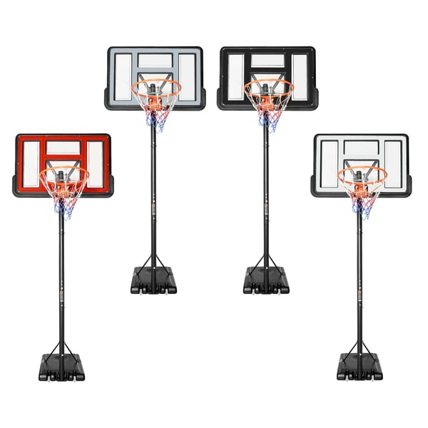 Basketteline - Siirrettävä - Säädettävä 1,7–3,05 m - Vanne Ø45 cm - Taustalevy 110×74,9 cm - Putki Ø6,6 cm - Vaaleanharmaa
