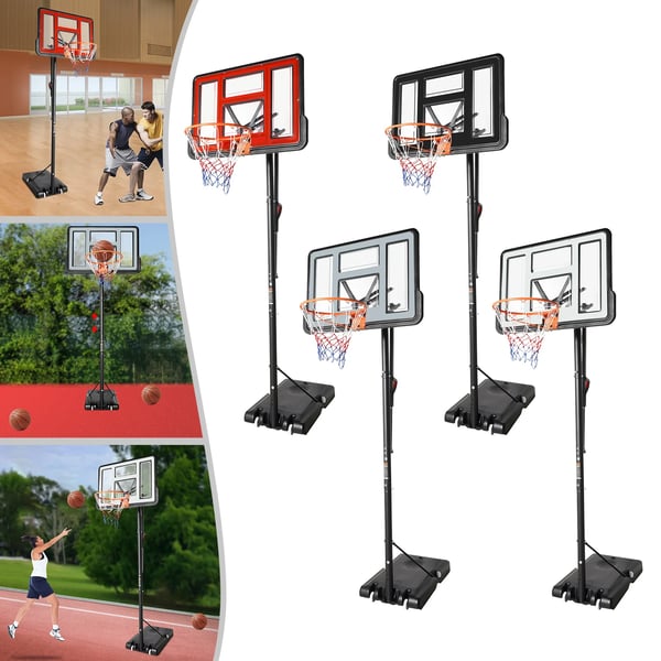 Basketteline - Siirrettävä - Säädettävä 1,7–3,05 m - Vanne Ø45 cm - Taustalevy 110×74,9 cm - Putki Ø6,6 cm - Vaaleanharmaa