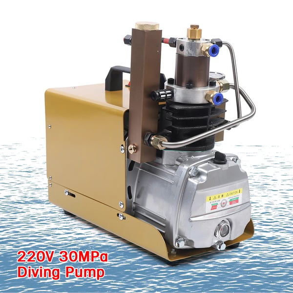 PCP dykkerkompressor - Elektrisk højtryks-luftkompressor - 1,8 kW - 30 MPa/4500 psi - 220 V EU-stik - Manuel stop - Lysebrun