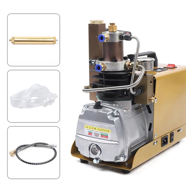 PCP dykkerkompressor - Elektrisk højtryks-luftkompressor - 1,8 kW - 30 MPa/4500 psi - 220 V EU-stik - Manuel stop - Lysebrun