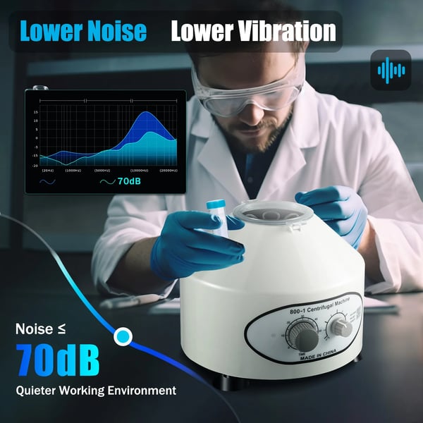 Laboratoriecentrifuge - 800-1 - PRP/PRF plasma - Trinløs hastighed 0–4000 rpm - Timer 0–60 min - Rotor 6×20 ml - Effekt 25 W - Hvid