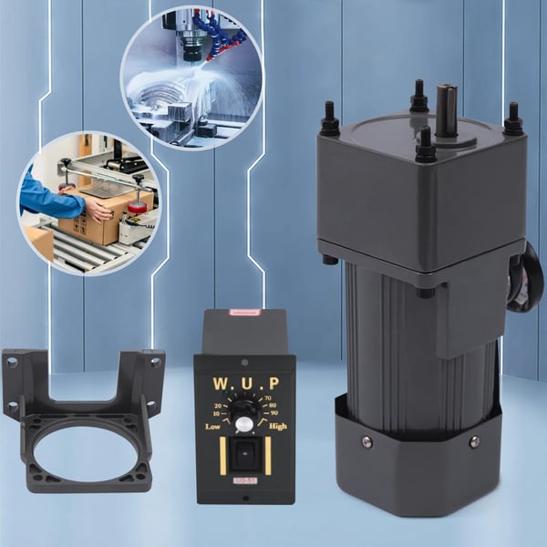 AC-induktiomoottori - Vaihdemoottori - 90 W - 208–240 V AC - Välityssuhde 20K - Akseli 1,2×2,8 cm - Hyötysuhde IE4 - Ohjain ja kiinnike mukana