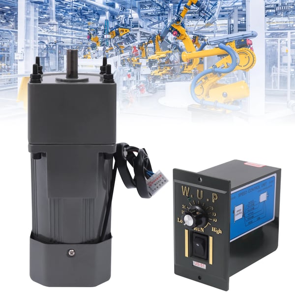 AC-induktiomoottori - Vaihdemoottori - 90 W - 208–240 V AC - Välityssuhde 20K - Akseli 1,2×2,8 cm - Hyötysuhde IE4 - Ohjain ja kiinnike mukana