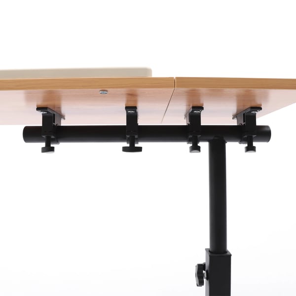 Mobilt laptopbord - Højdejusterbart computerbord - 58–90 cm - 360° drejbar - U-form - 4 låsbare hjul - MDF & stål