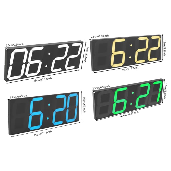 LED-seinäkello - Digitaalinen Seinäkello - Suuri LED-näyttö 45×16×2,5 cm - Hiljainen - Herätys - Akryyli - Beige