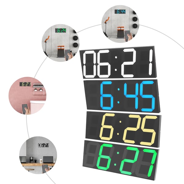 LED-seinäkello - Digitaalinen Seinäkello - Suuri LED-näyttö 45×16×2,5 cm - Hiljainen - Herätys - Akryyli - Beige