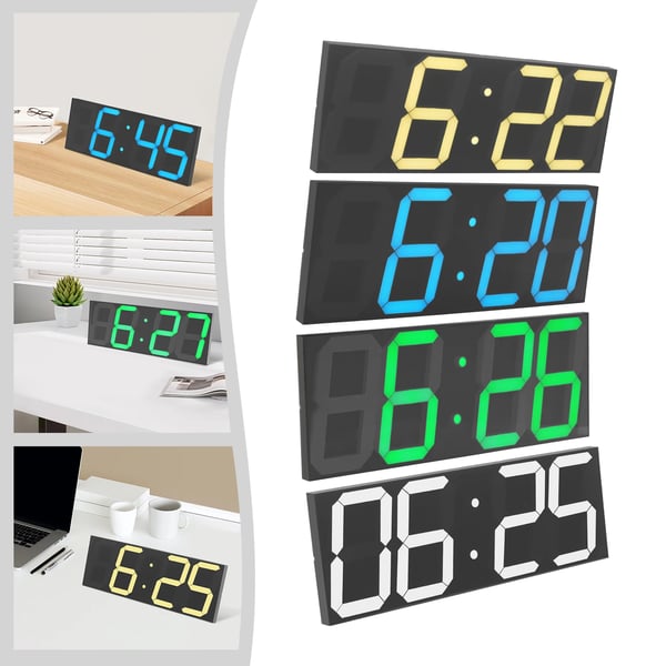 LED-seinäkello - Digitaalinen Seinäkello - Suuri LED-näyttö 45×16×2,5 cm - Hiljainen - Herätys - Akryyli - Beige
