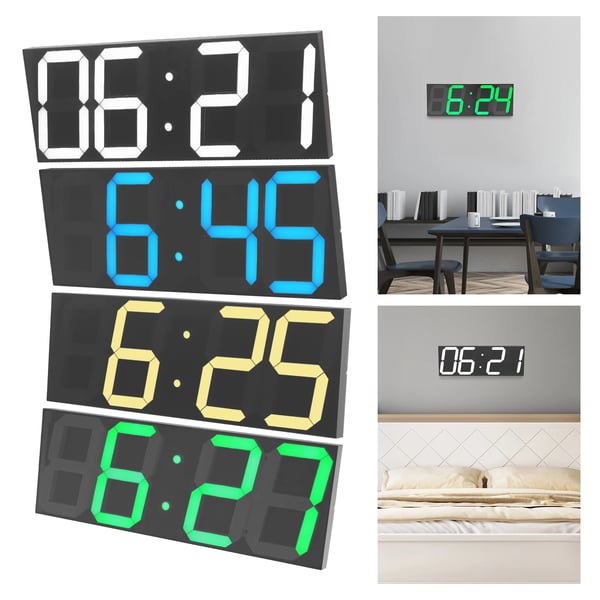 LED-seinäkello - Digitaalinen Seinäkello - Suuri LED-näyttö 45×16×2,5 cm - Hiljainen - Herätys - Akryyli - Beige
