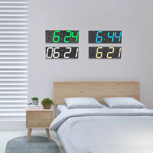 LED-seinäkello - Digitaalinen Seinäkello - Suuri LED-näyttö 45×16×2,5 cm - Hiljainen - Herätys - Akryyli - Beige