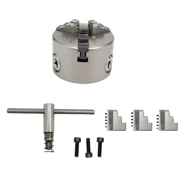 Drejebænkspatron - Hydraulisk 3-kæber - Selvcentrerende - Til metalbearbejdning - Sølv