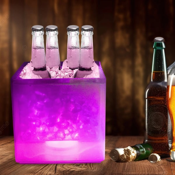 LED Isspand - Iskøler - 3,5 L - RGB LED - Dobbeltvægget PP - Til Bar, Hjem & Fest