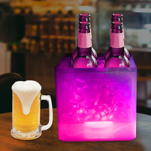 LED Isspand - Iskøler - 3,5 L - RGB LED - Dobbeltvægget PP - Til Bar, Hjem & Fest