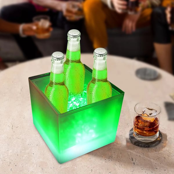 LED Isspand - Iskøler - 3,5 L - RGB LED - Dobbeltvægget PP - Til Bar, Hjem & Fest