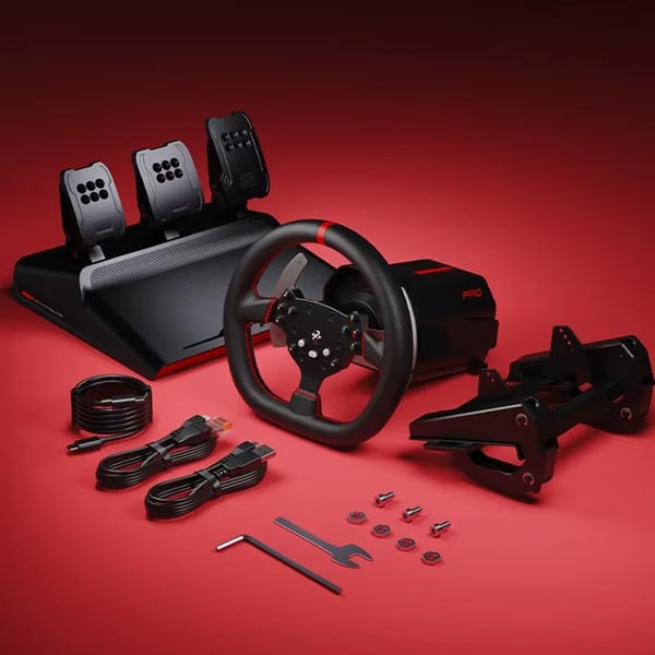 V10 Pro - Direktdrevet racingrat - 3,2 Nm Force Feedback - Bluetooth - PC/Windows 11 - Gearskifter - Hall-magnetiske pedaler - 360° rotation - Sort